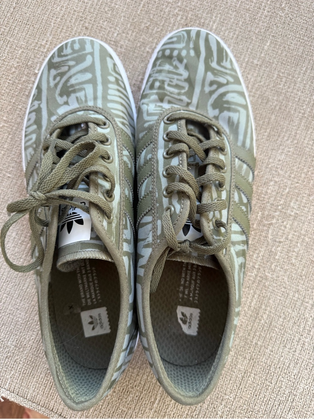 adidas Olive Green Canvas Sneakers with White Graphic
